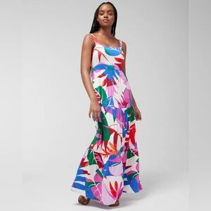SOMA Trapeze Maxi Dress Built in Bra Small Multicolor NWT